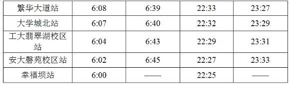 合肥地铁1号线运营时间表（合肥地铁首末班车时刻表）